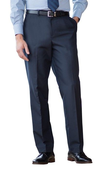 Men's flat-front dress pant in a washable wool fabric. Perfect for hotel, security or transit image