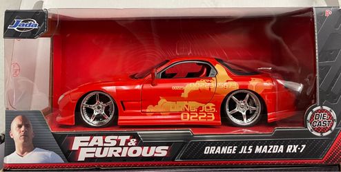 Fast & Furious Orange JLS Mazda RX-7 New 1/24 Scale