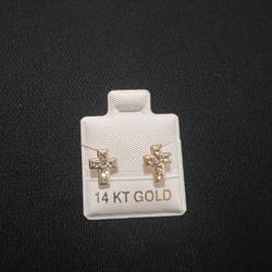 14k Gold - Cross Earrings 