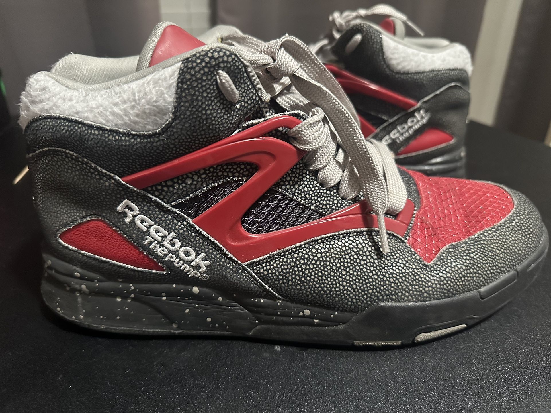 Custom Reebok Pump Omni Lite Dark Gray/black And Red Size 13