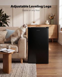 Clearance  3.2 Cu.Ft Mini Fridge with Freezer, Quiet Efficient Small Fridge, Compact Refrigerator with Adjustable Thermostat, for Dorm, Bedroom, Offic