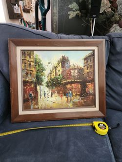 Framed Oil Painting mid-century impressionist style