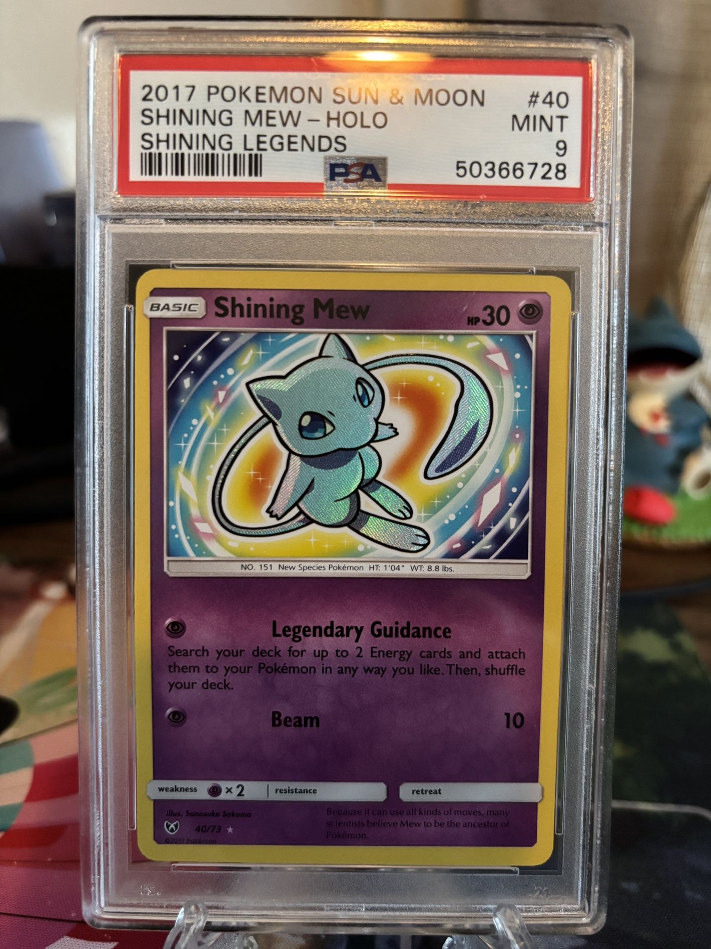 PSA 9 Shining Mew Holo #40 (2017) Pokemon Sun & Moon English