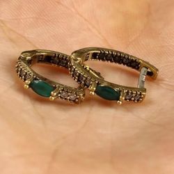 925 Sterling Silver, Emerald Topaz Earrings