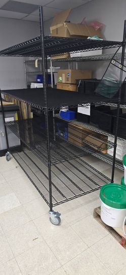Industrial Black Mobile Wire Shelving