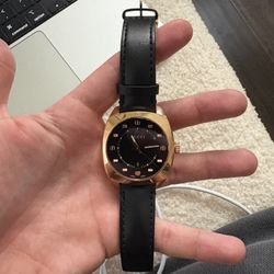 Gucci GG2570 Quartz Black Dial Black Leather Strap Watch For Men - YA142309