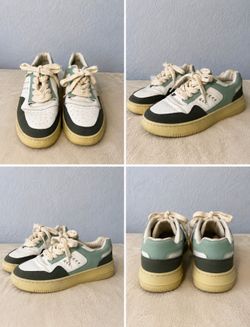 Fashion Clothes Green & White Chunky Sneakers – EU Size 36