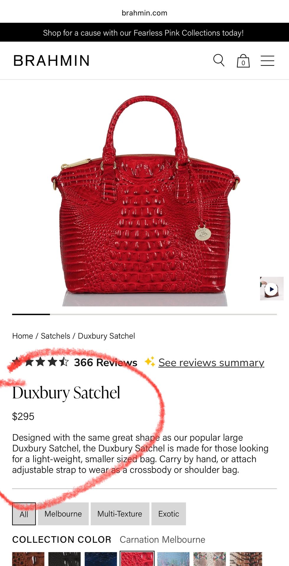 Brahmin Duxbury Satchel (Carnation Melbourne)