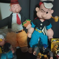 Popeye and Wimpy Plush W/Display Stands