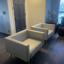 White Leather Lounge Chairs