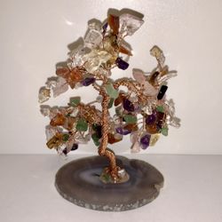 Natural Crystal Money Tree With Raw Amethyst Cluster Base Feng Shui Home Decor
