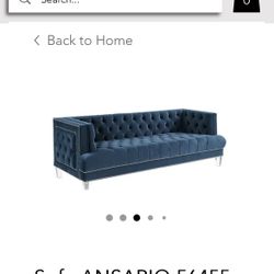 Beautiful Velvet Blue Couch Set