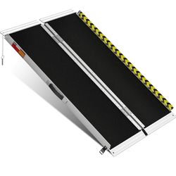 Portable Wheelchair Ramp 4FT, Non-Slip Aluminum Folding Handicap Ramp, Door Threshold Wheelchair Ramps for Home, Wheel Chair Ramp for Home Steps, Scoo