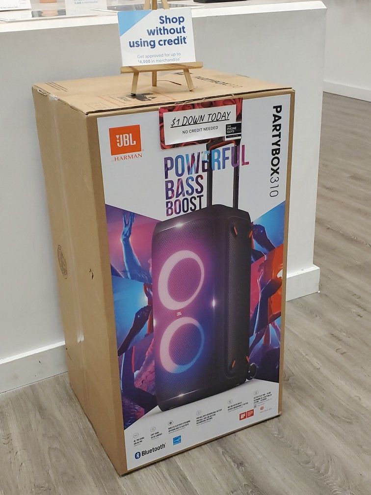 Jbl Partybox 310 Brand New Speaker $1 DOWN TODAY, NO CREDIT NEEDED Jbl Partybox 310 Brand New Speaker $1 DOWN TODAY, NO CREDIT NEEDED