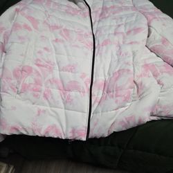 Pink And White Puffer Jacket 