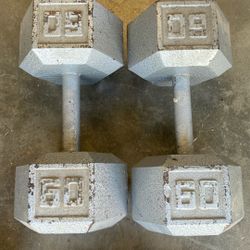 Pair Of 60lb Hex Dumbbells $125