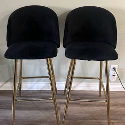 Bar / Island Chairs Black Velvet With Gold 