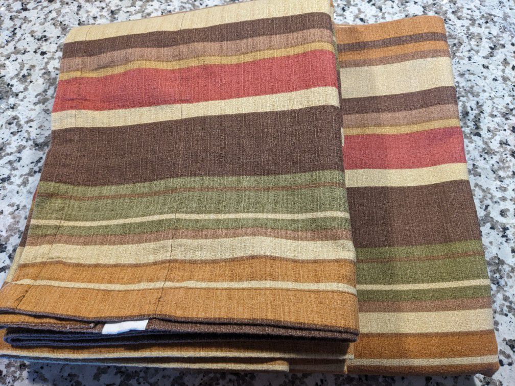 Pier 1 Striped Curtains /Drapes Red, Gold, Green