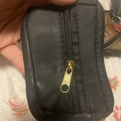 Genuine Black Cow Leather Multi-Zip Wallet