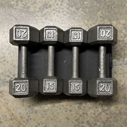 Iron Dumbbell Set - 2x15lb and 2x20lb
