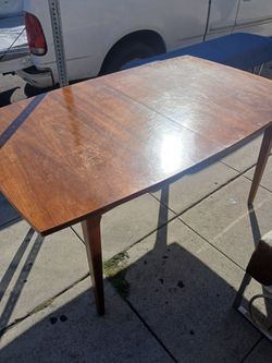 vintage mid-century modern walnut or teak extendable dining table