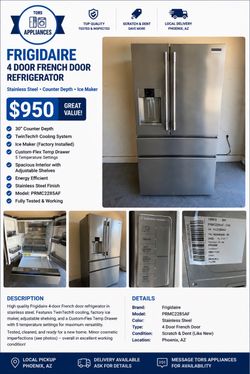 FRIGIDAIRE PROFESSIONAL 4-DOOR REFRIGERATOR — $950