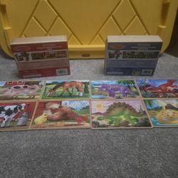Melissa And Doug 4 In 1 Puzzle Sets (Farm Animal And Dinosaur)