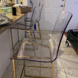 3 Arcylic And Gold Bar Chair