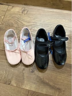 Danskin girls ballet and tap shoes 12 13