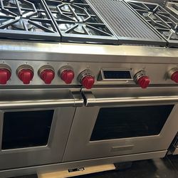 Wolf 48”Wide Dual Fuel Range Stove In Stainless Steel With Grill 