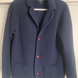 Made In Italy Brunella Gori Sweater Jacket Cardigan Navy blue Large Wool Blend
