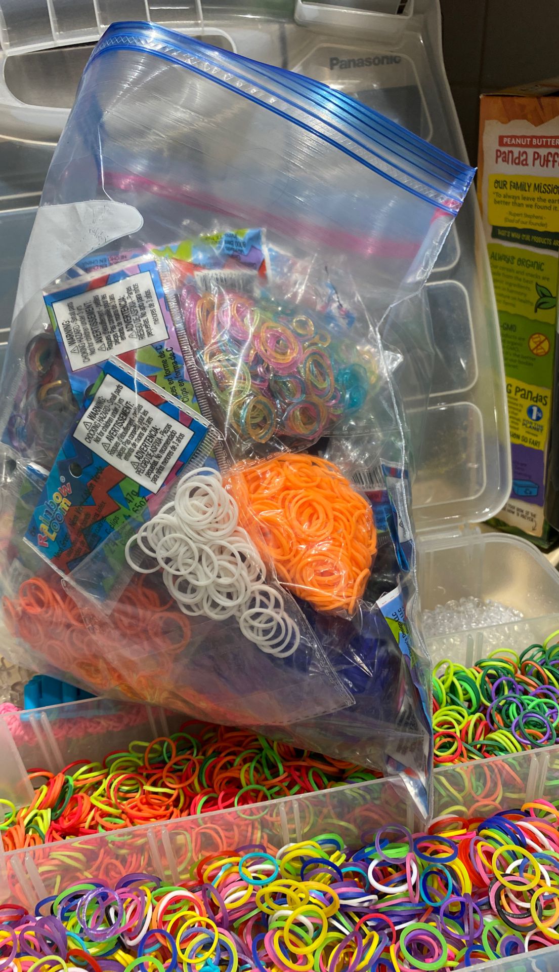 Bags of rainbow loom all colors