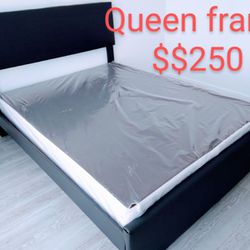 $250 Queen Bed Frame With Boxspring Brand New Free Delivery 🚚🚚🚚