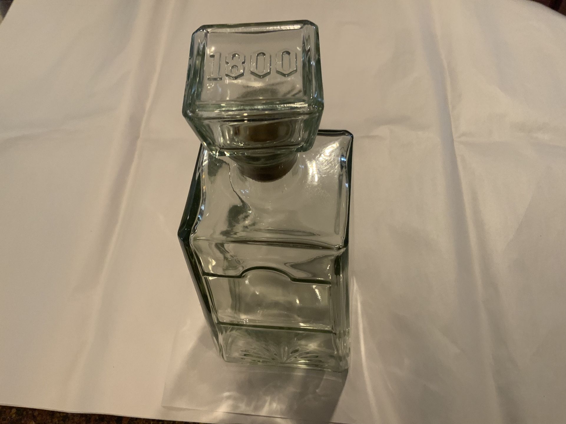 Vintage 1800 Tequila Glass Decanter Bottle With Original Glass Stopper