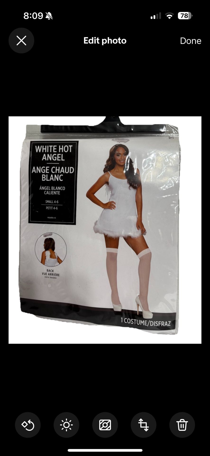 White Hot Angel Women’s Small (4-6) Halloween Costume Dress, Hosiery, Headband