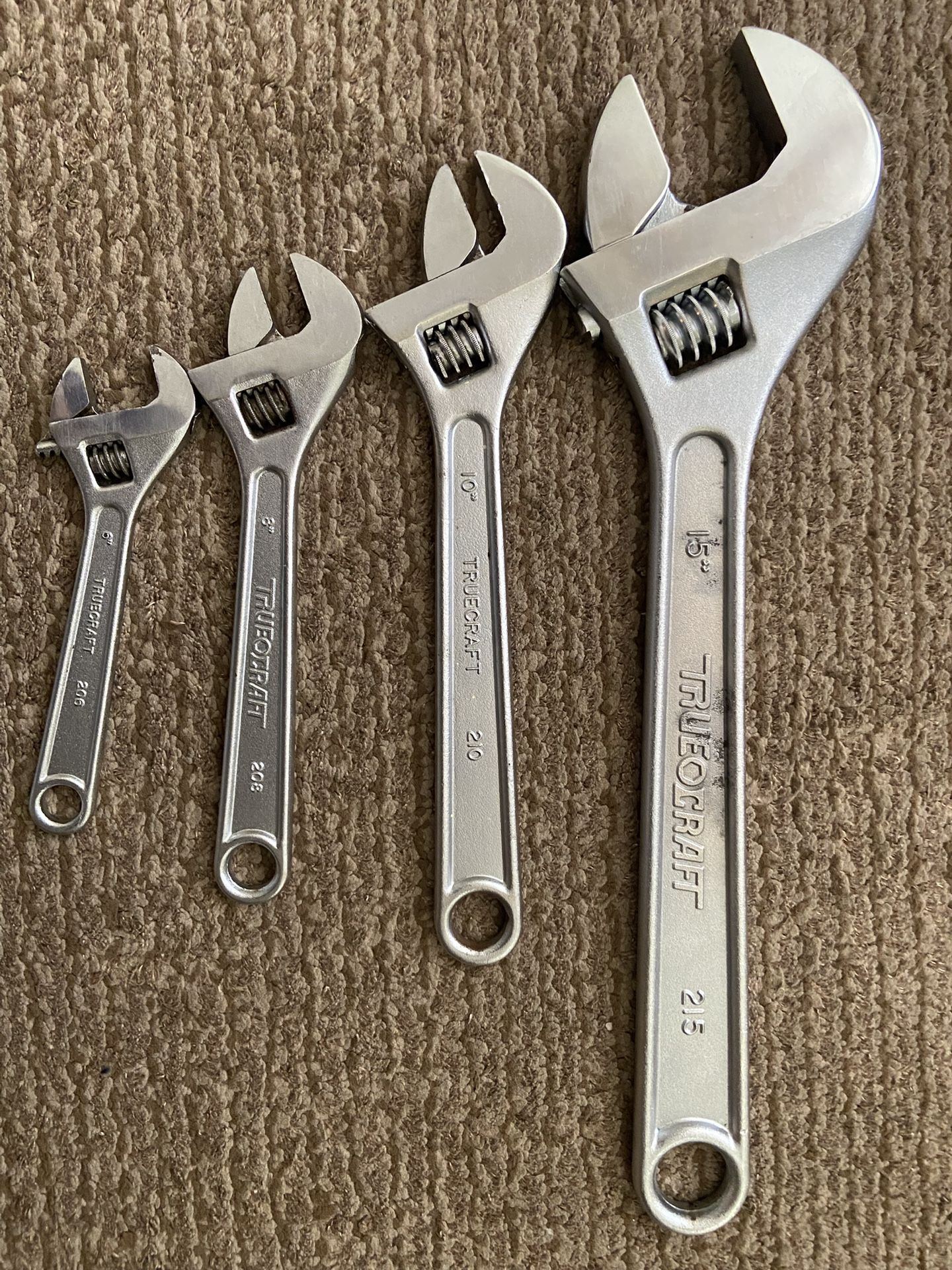 Vintage Truecraft Crescent wrenches 6 in, 8 in 10 in , 15 in made in Japan