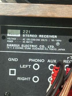 Sansui 221 Vintage Receiver/JBL Pro III Speakers