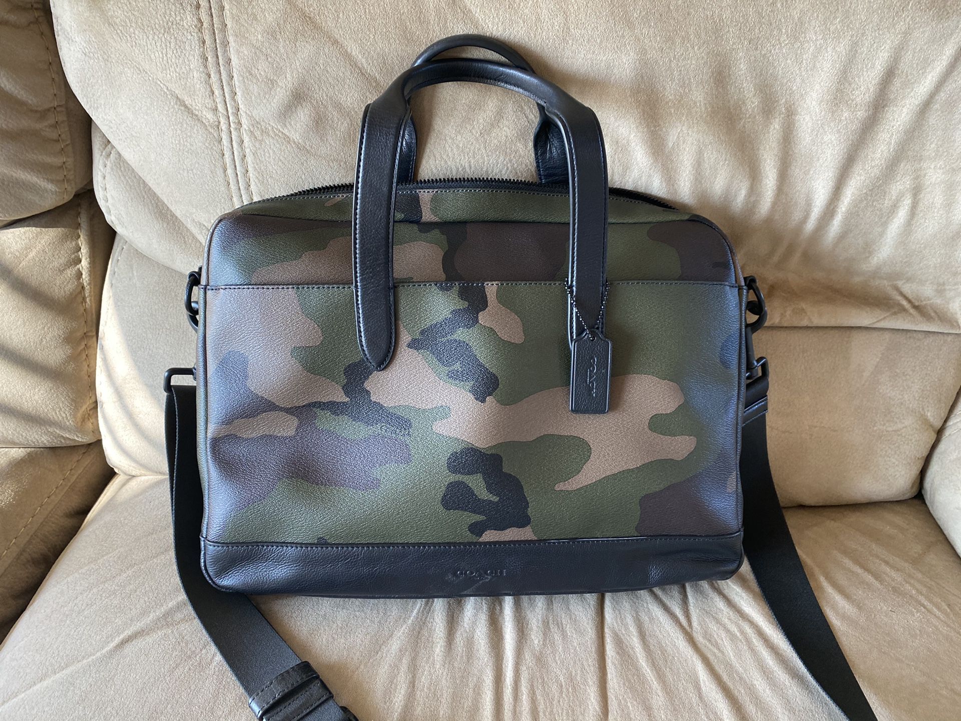 Men’s Coach genuine leather Camo briefcase