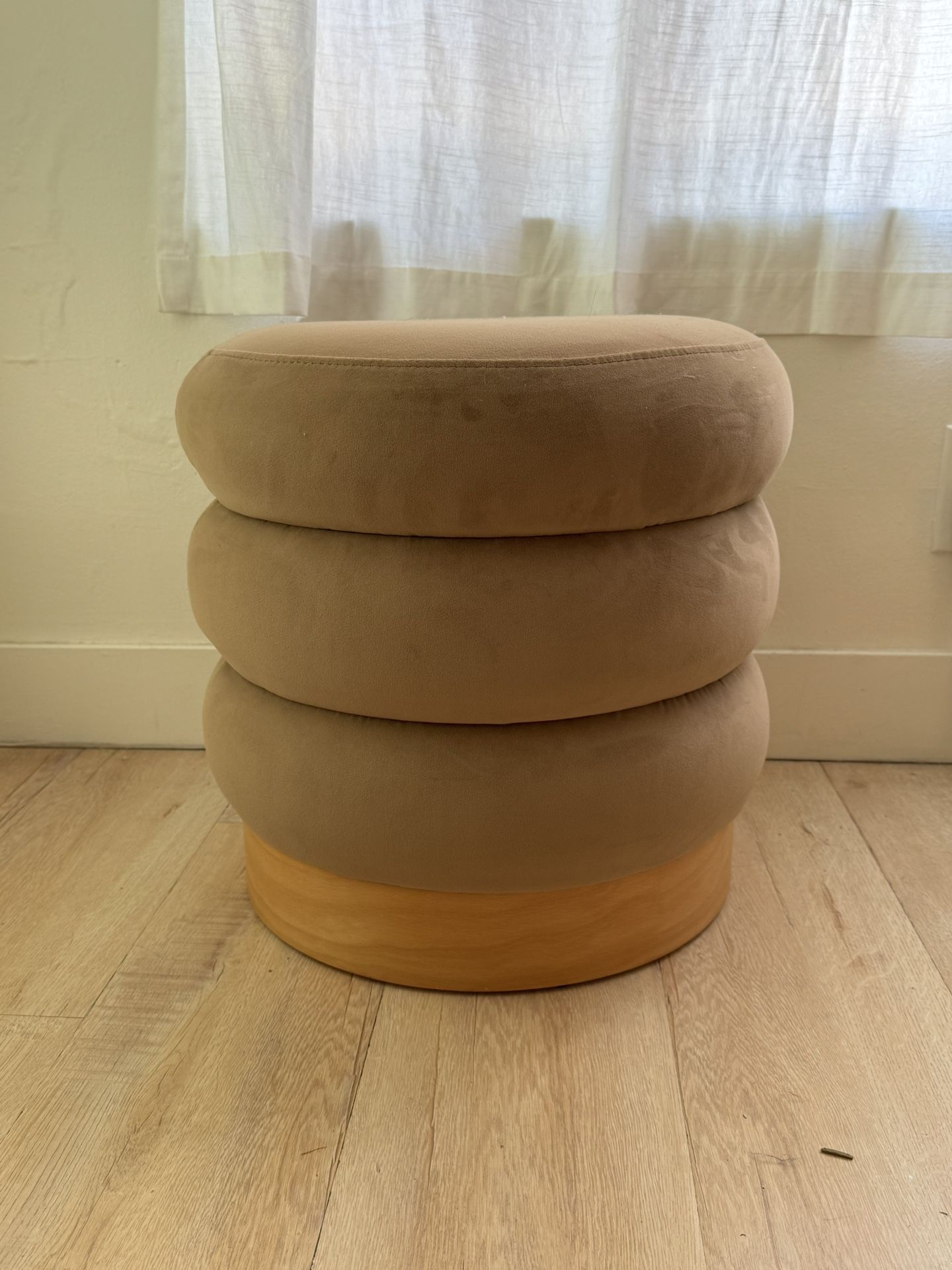 Neutral Round Ottoman