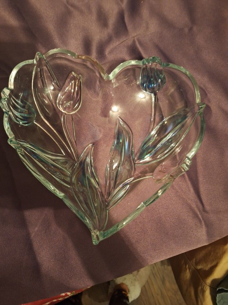 Heart Shaped Glass Serving Bowl