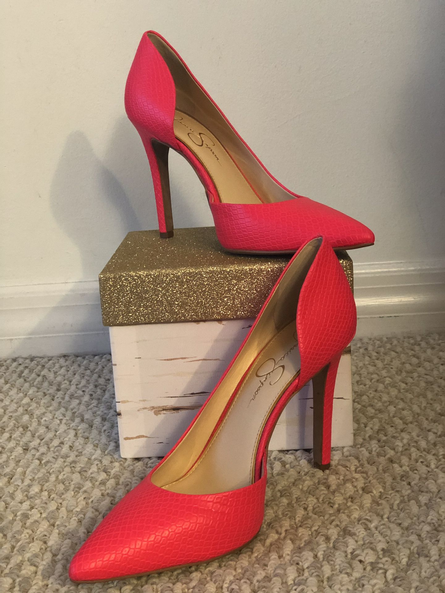 Jessica Simpson Laser Pink Heels Brand New