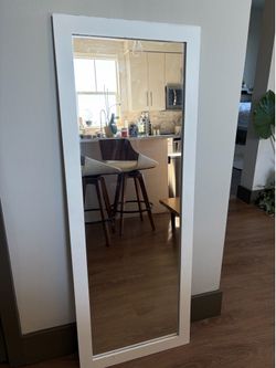 White Wood Framed Floor Mirror
