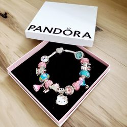 Pandora Charm Bracelet With Hello Kitty Silver Charms 