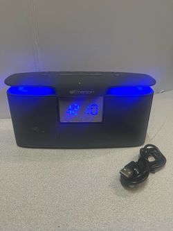Emerson Portable clock radio, Bluetooth speaker-Gray