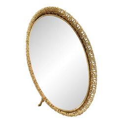 NY: Vintage Oval Gold-Tone Vanity Plateau Mirror