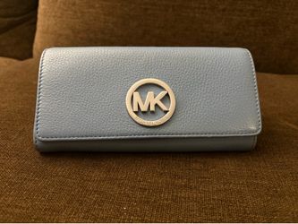 Michael  kors  Fulton denim blue Carryall clutch leather wallet checkbook flap