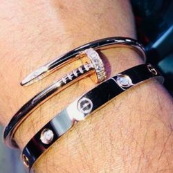 Yellow White Gold Love Bracelet Pair 