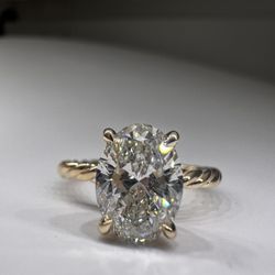 2.05 Carat E VS1 Oval Diamond Engagement Ring Rope Band Solitaire 