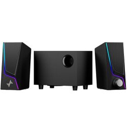 Nylavee Computer Speakers with Subwoofer, 2.1 Hi-Fi PC Speakers System with 6 Lighting Modes, Enhanced Bass, Plug and Play, USB/USB-C Powered and 3.5m