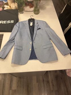 Express Light Blue Men's Sport Coat - Modern Two-Button Blazer 44R Brand New